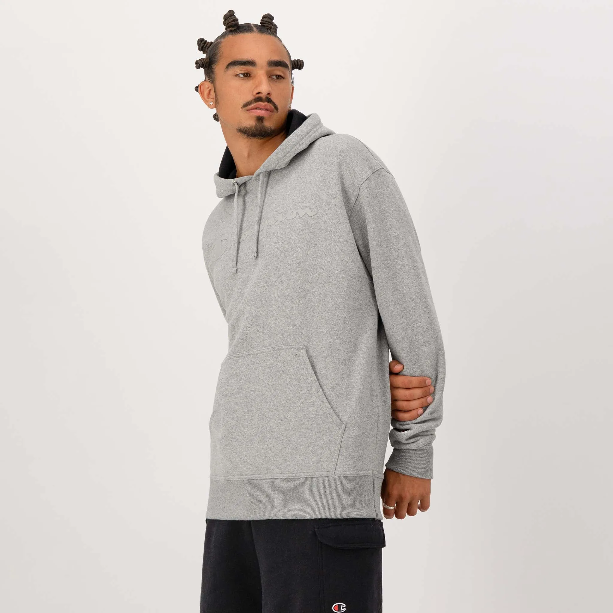 Powerblend Hoodie, Tonal Script Logo Urban Street Look