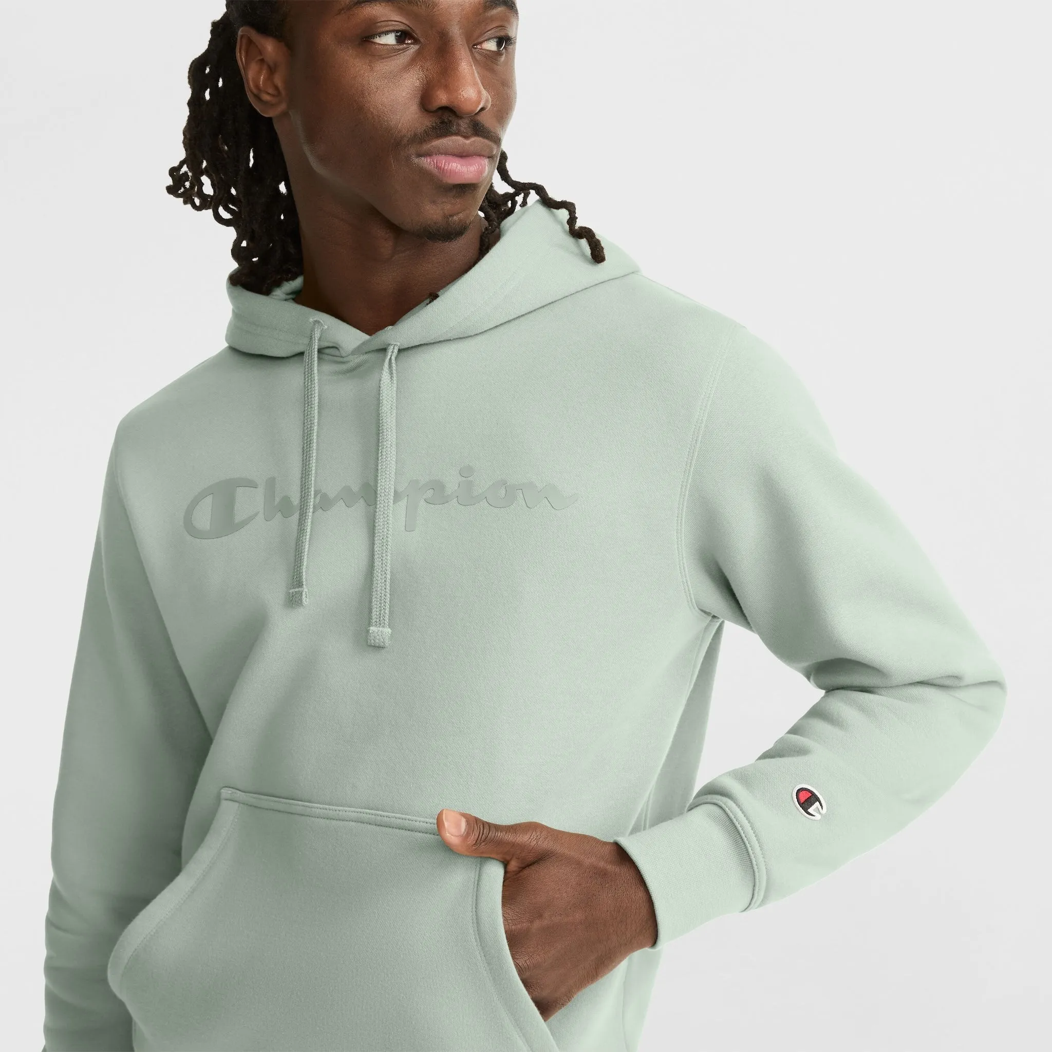 Powerblend Hoodie, Tonal Script Logo Urban Street Look