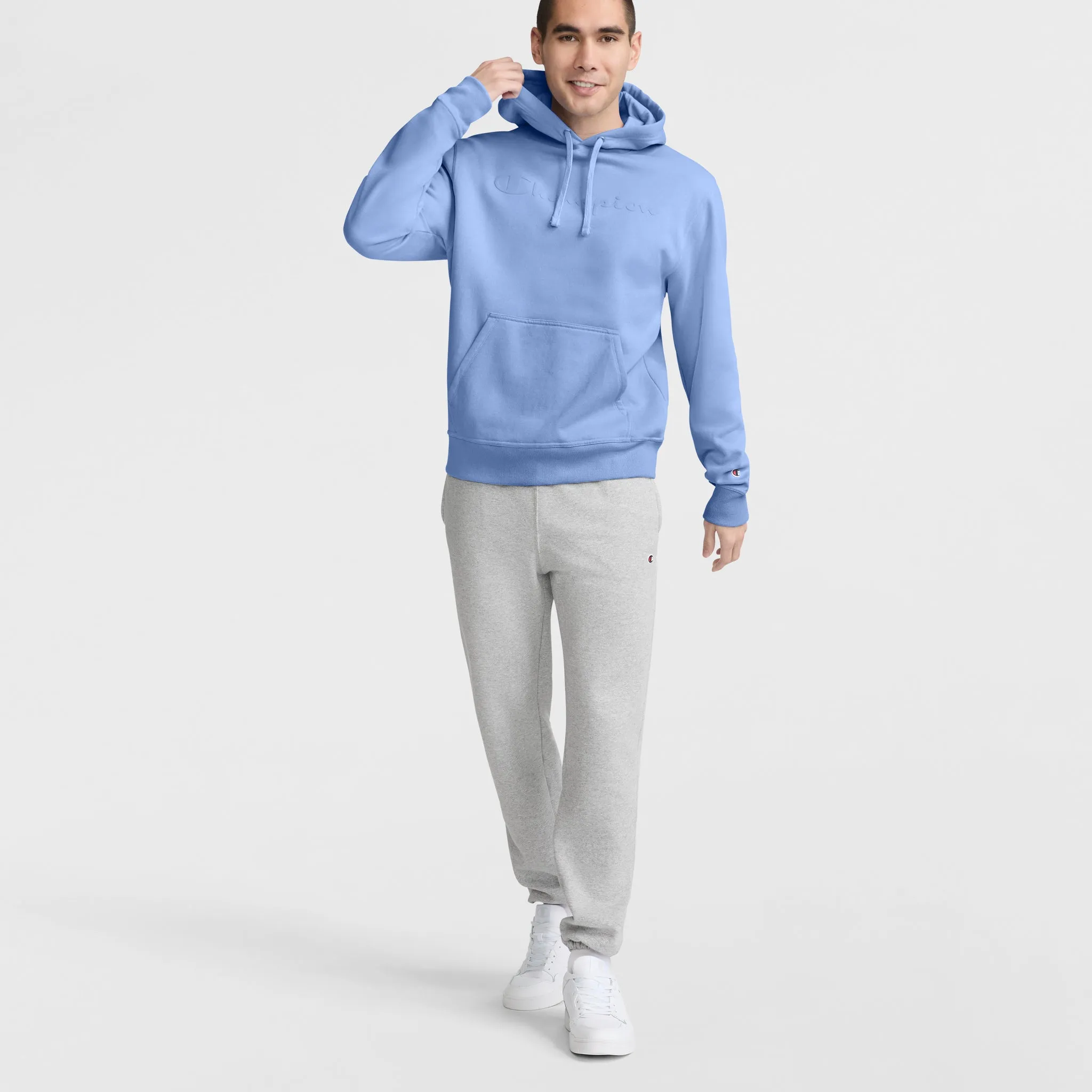 Powerblend Hoodie, Tonal Script Logo Urban Street Look