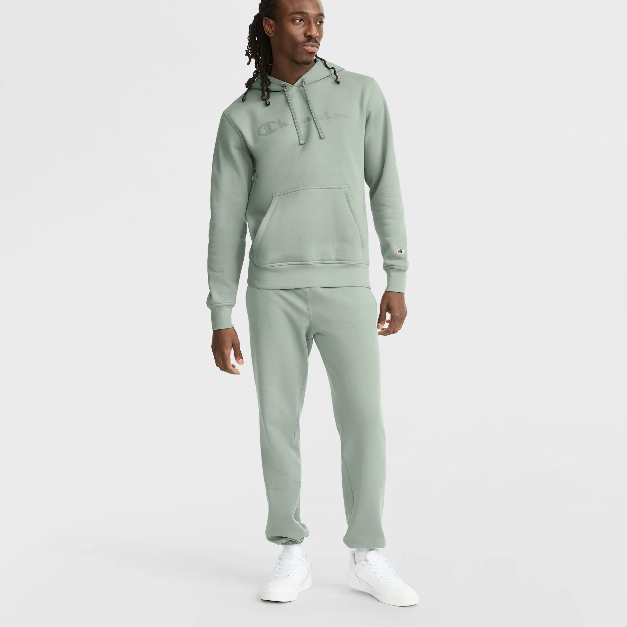 Powerblend Hoodie, Tonal Script Logo Urban Street Look