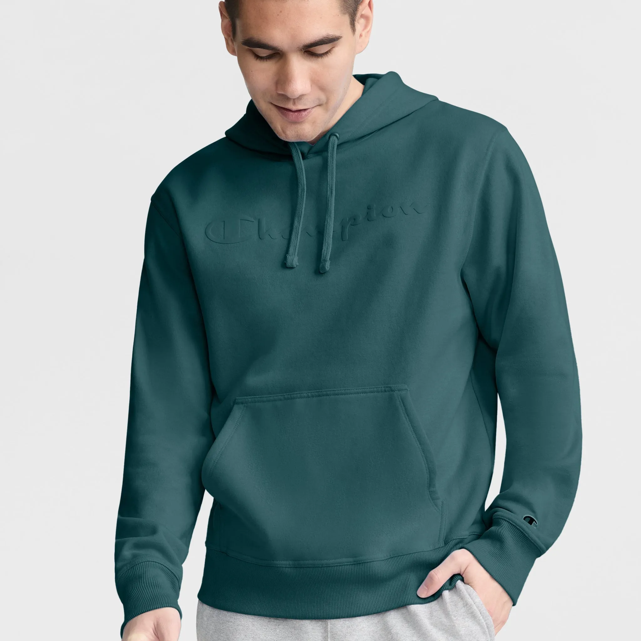Powerblend Hoodie, Tonal Script Logo Urban Street Look