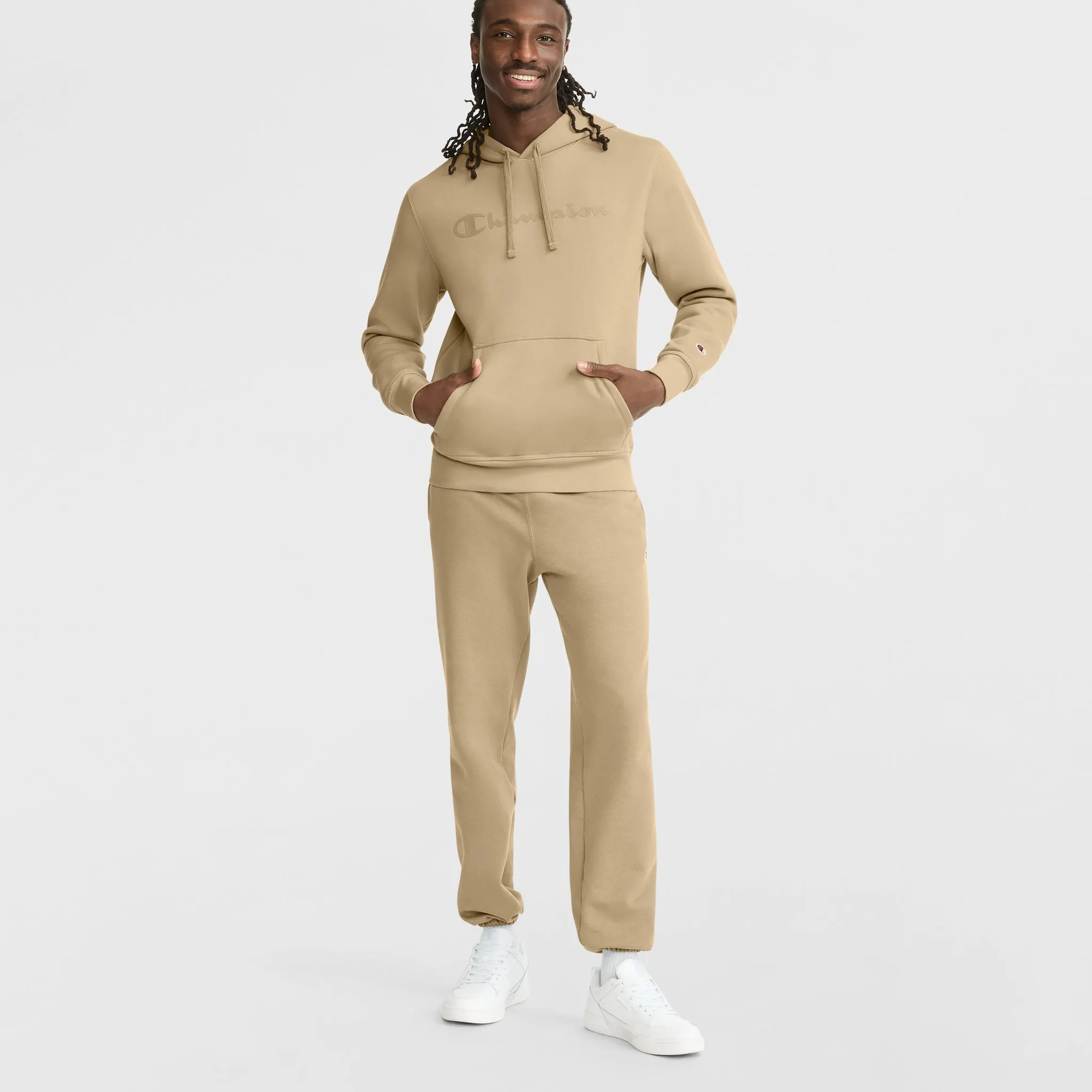 Powerblend Hoodie, Tonal Script Logo Urban Street Look