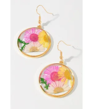 Pressed Daisy Flower Earrings Everyday Chic