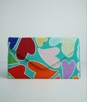Rainbow Heart Beaded Clutch Fun Outing