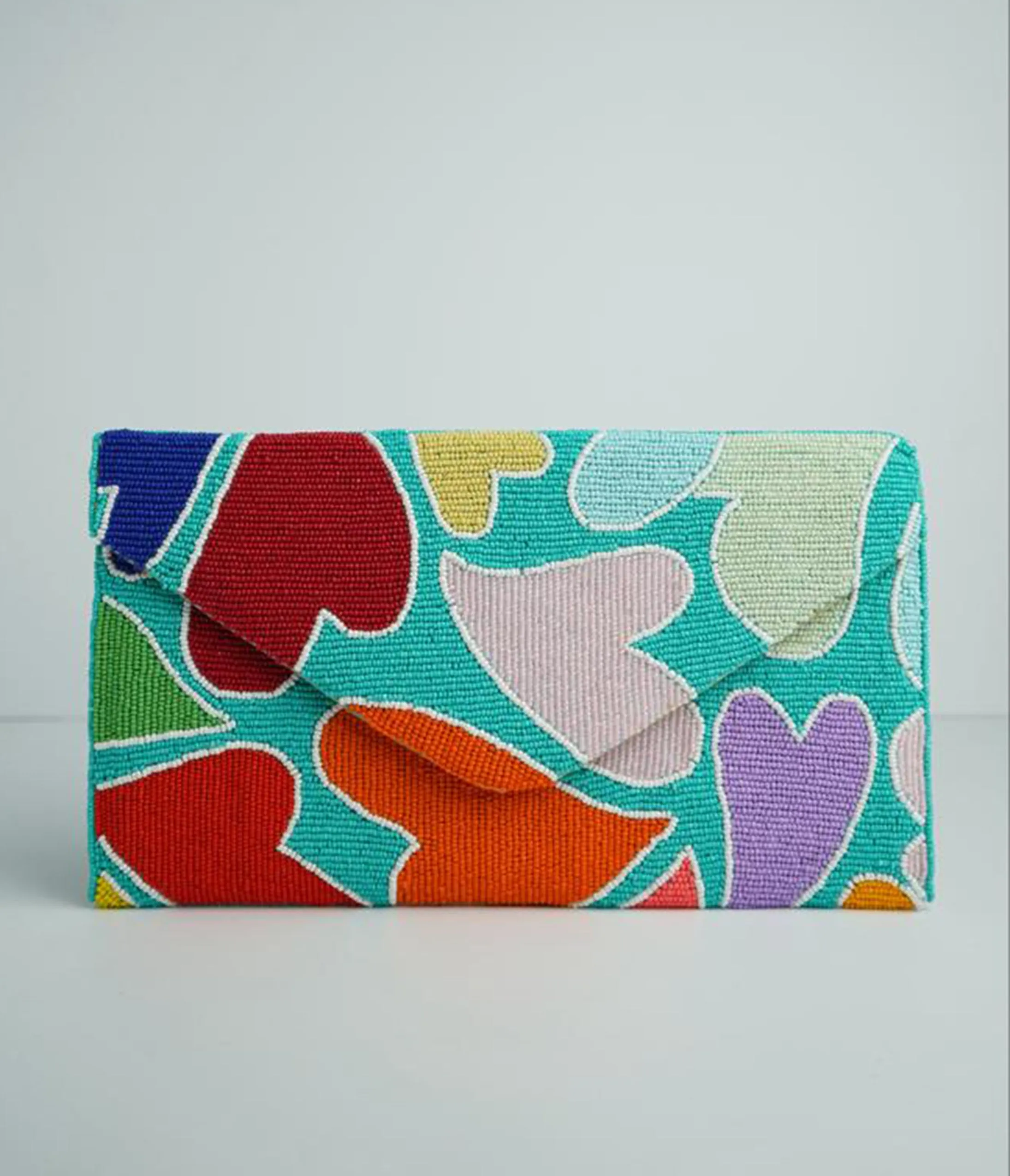 Rainbow Heart Beaded Clutch Fun Outing