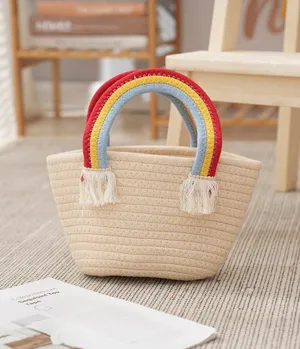 Rainbow Woven Handbag Fun Outing