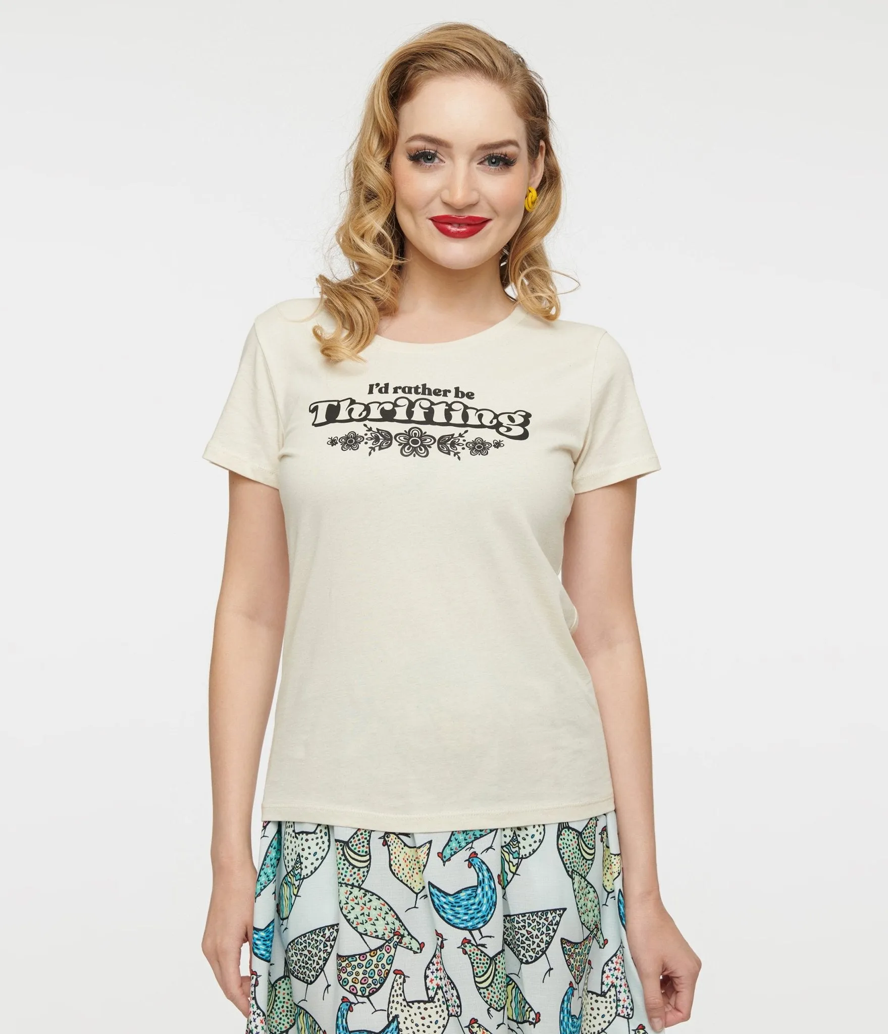 Rather Be Thrifting Fitted Cotton Graphic Tee Easy Date Night