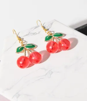 Red Acrylic Cherry Earrings Everyday Chic