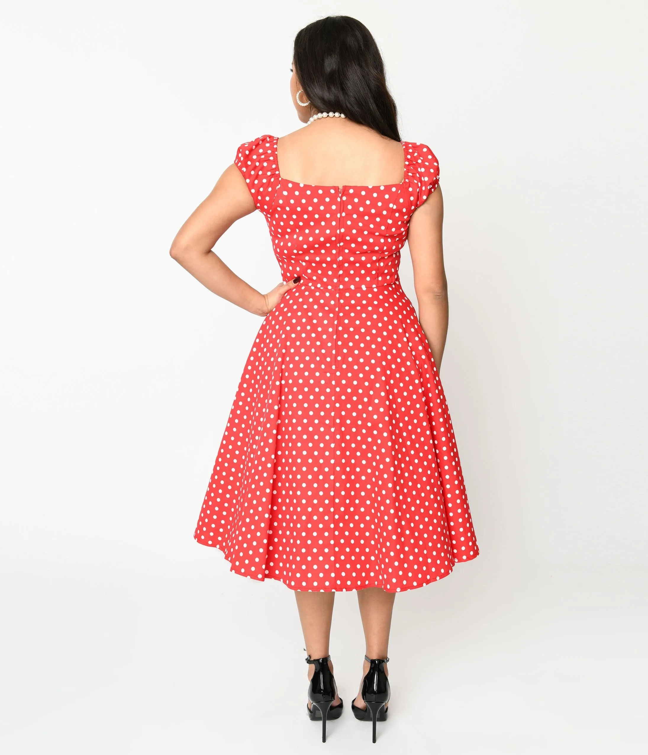 Red & White Polka Dot Sweet Spot Swing Dress Casual Everyday Look