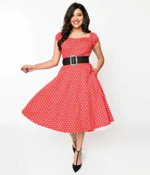 Red & White Polka Dot Sweet Spot Swing Dress Casual Everyday Look