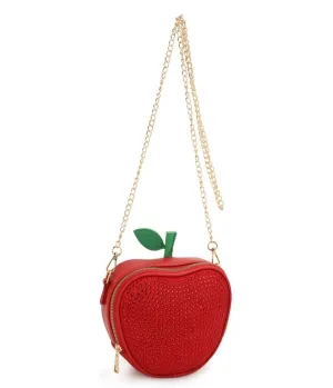 Red Apple Rhinestone Crossbody Bag Fun Outing