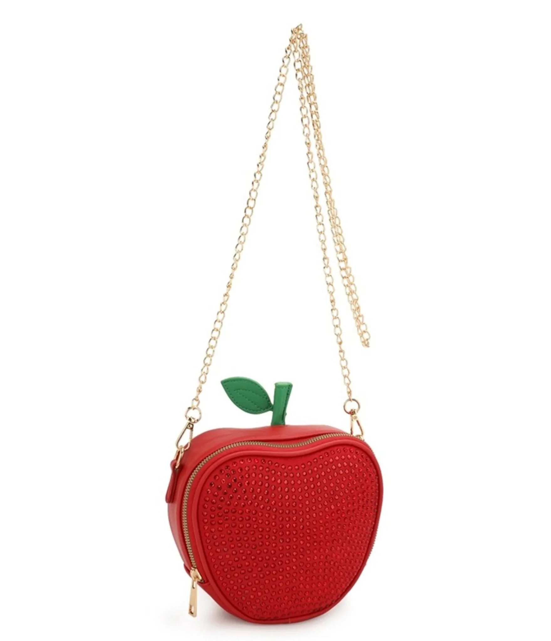 Red Apple Rhinestone Crossbody Bag Fun Outing
