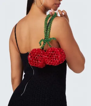 Red Cherries Beaded Mini Handbag Fun Outing
