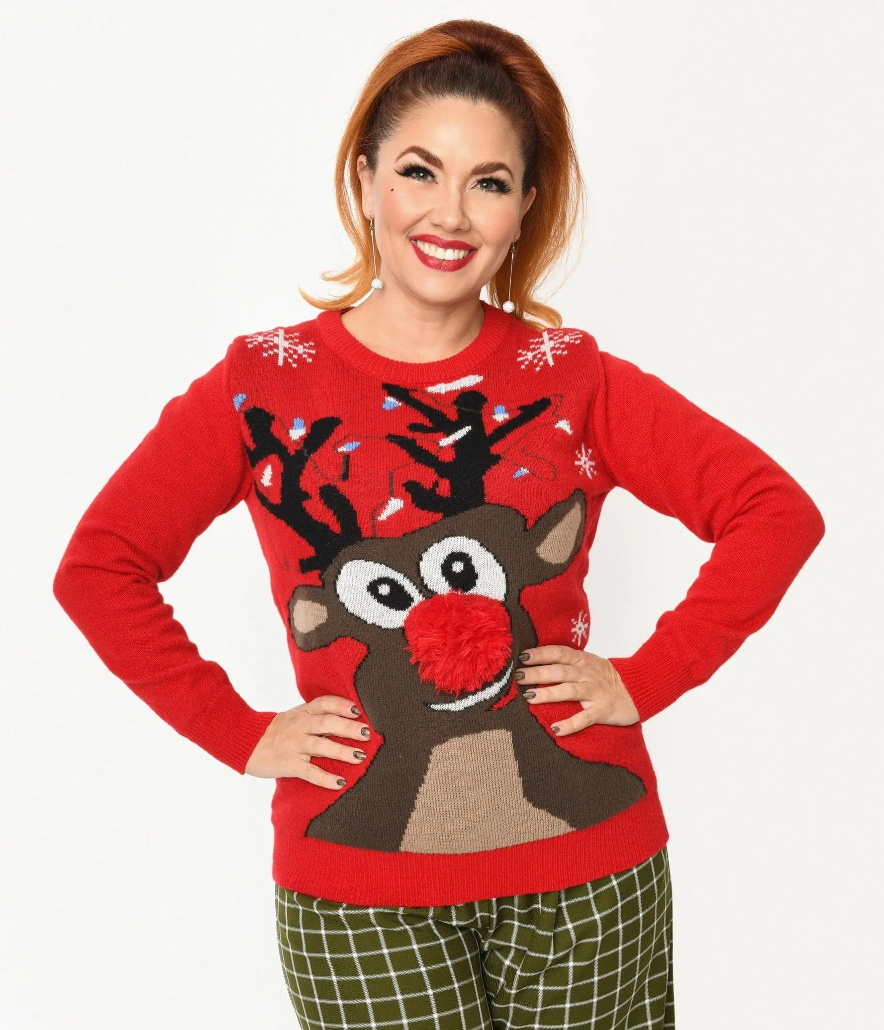 Red Rudolph Holiday Sweater Easy Date Night