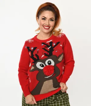Red Rudolph Holiday Sweater Easy Date Night