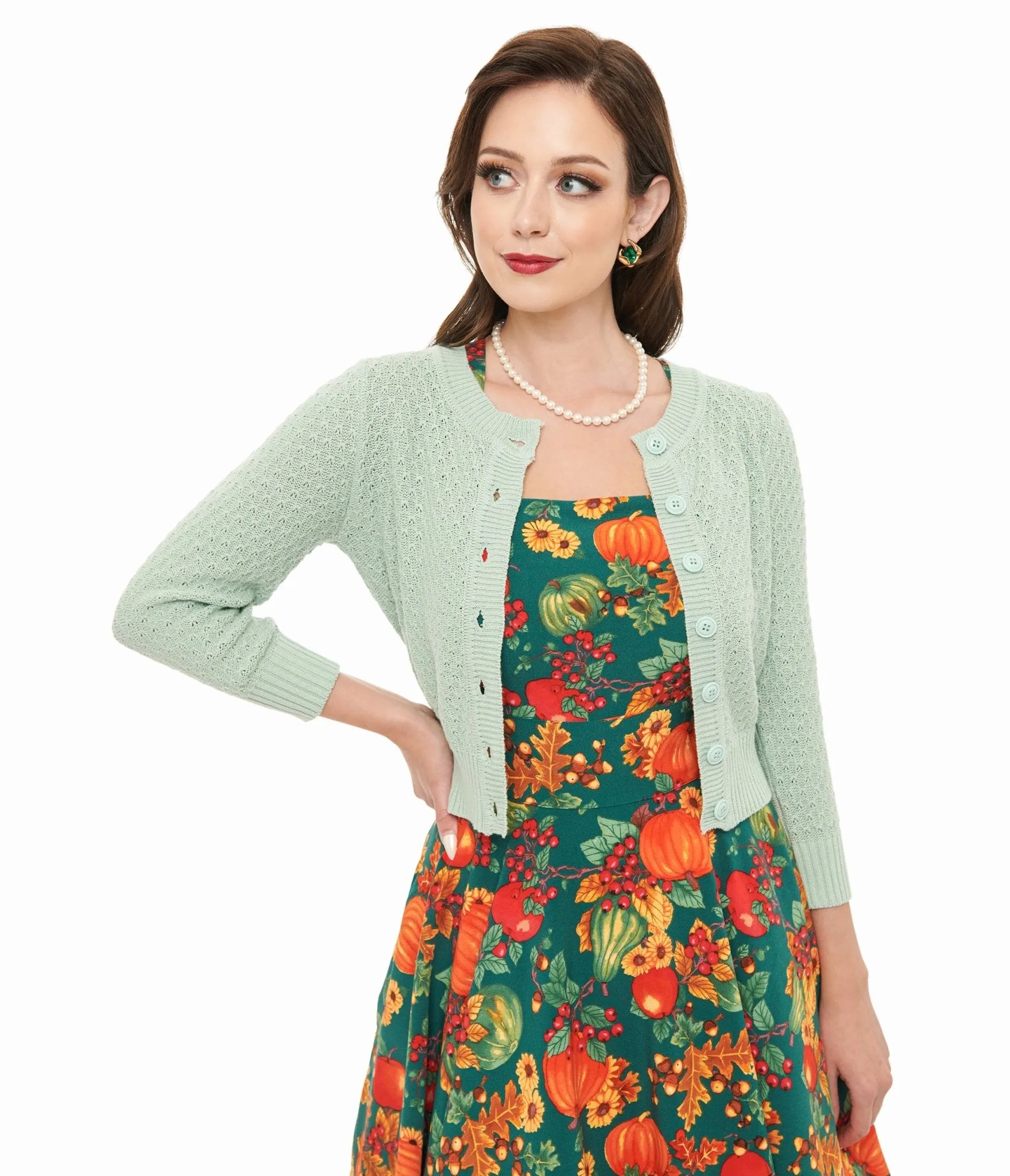 Retro Style Aqua Crochet Cardigan Easy Date Night