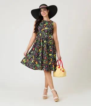 Retrolicious Farm Fresh Print Cotton Skater Dress Casual Everyday Look