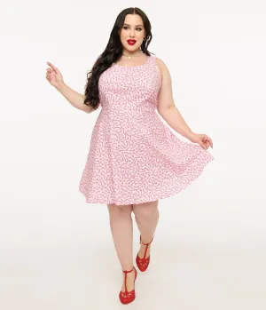 Retrolicious Plus Size 1950s Candy Cane Print Cotton Skater Dress Casual Everyday Look
