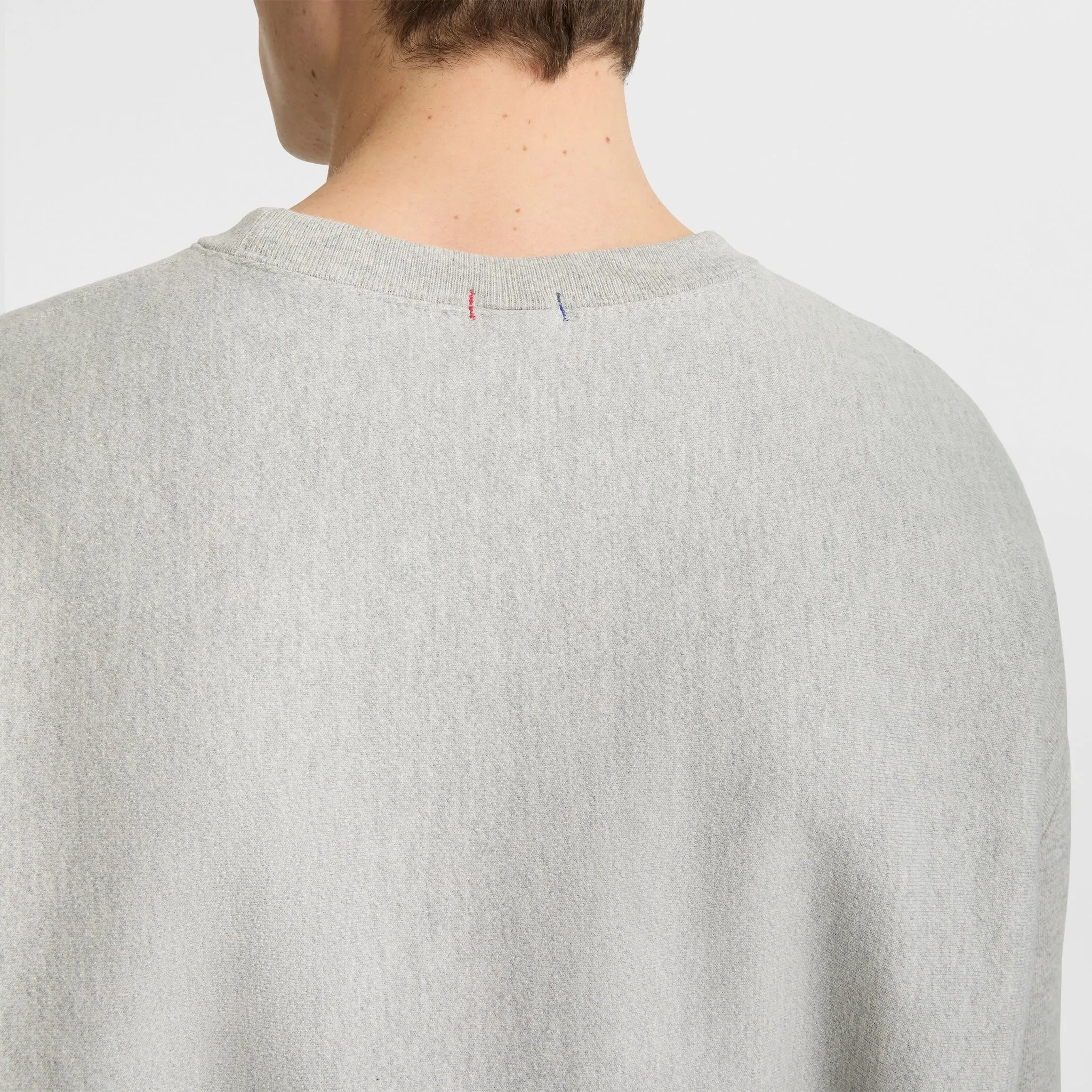 Reverse Weave Crewneck Sweatshirt, White Vintage Script Logo Urban Street Look