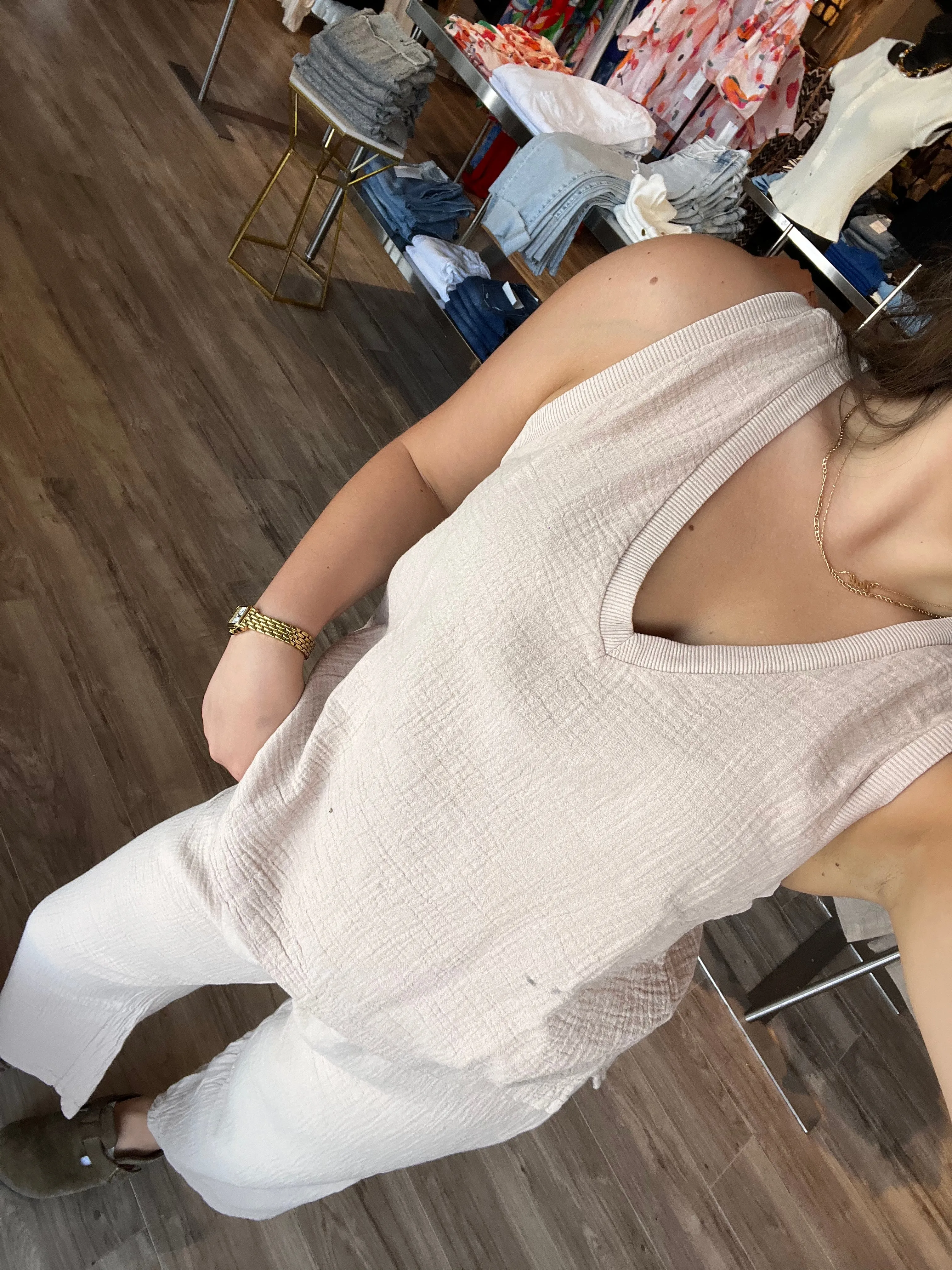 Rib Mix V Neck Tank Summer Festival Tee