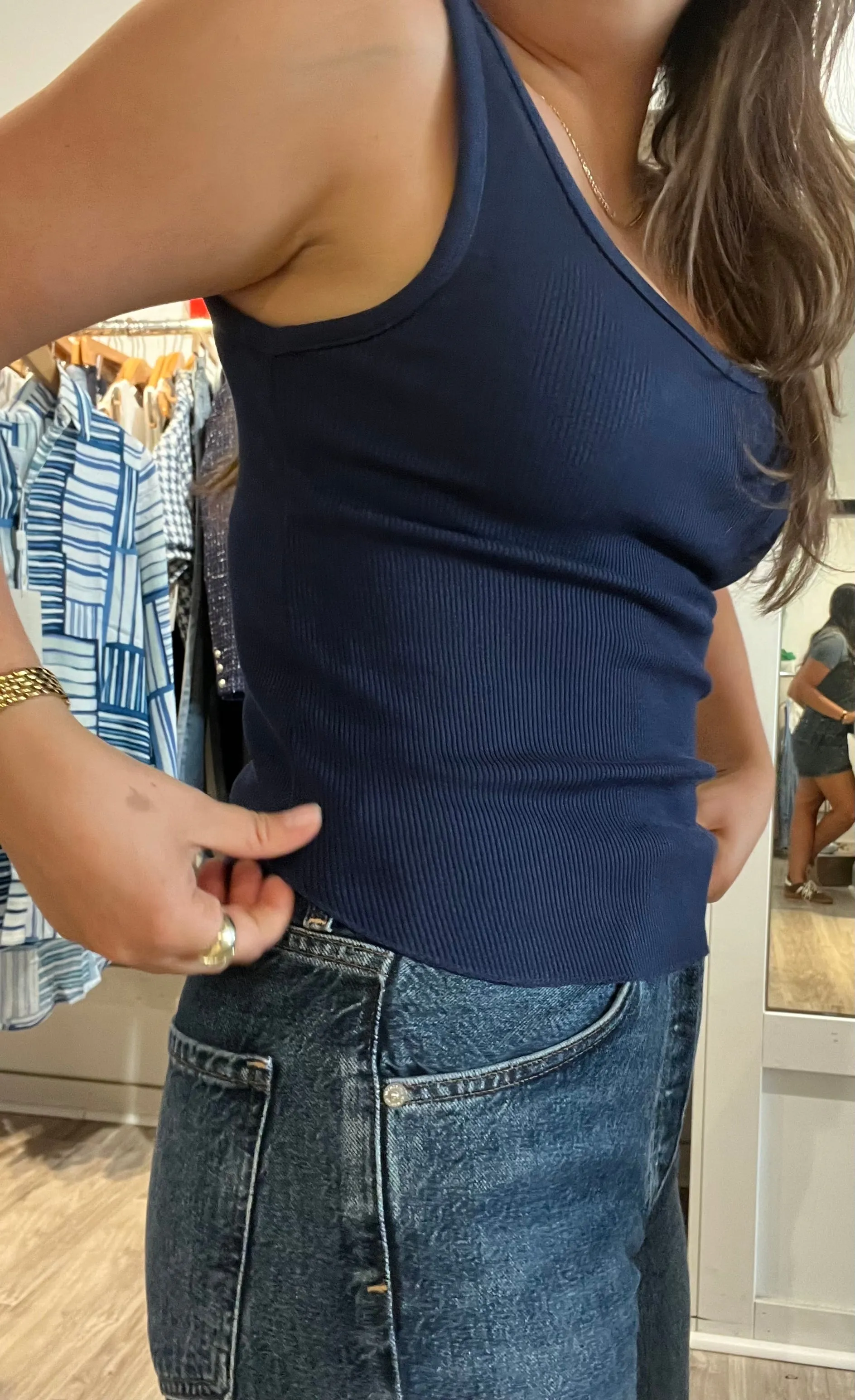 Ribbed Scoop Neck Cropped Tank Summer Festival Tee