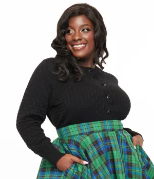 Royal Monk Plus Size 1950s Black Katie Cardigan Easy Date Night