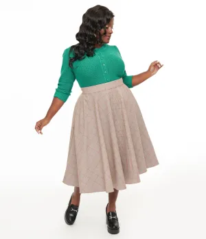 Royal Monk Plus Size 1950s Pink Check Florence Swing Skirt Comfortable Travel Wear