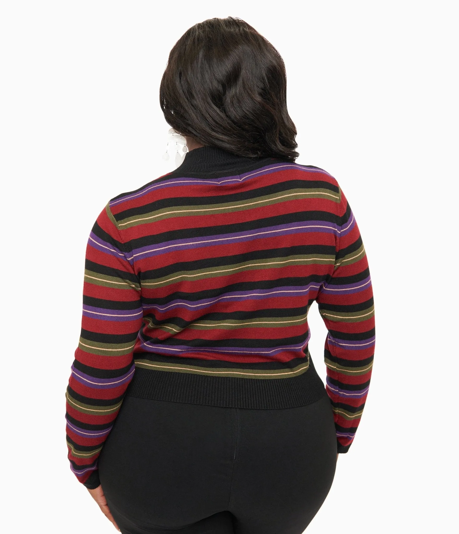 Royal Monk Plus Size 1970s Burgundy Striped Sweetness Follows Top Easy Date Night