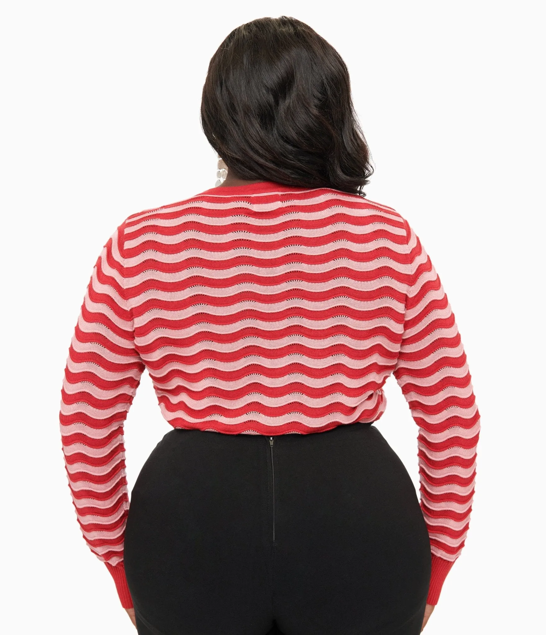 Royal Monk Plus Size 1970s Red & Pink Sweet Stripes Top Easy Date Night