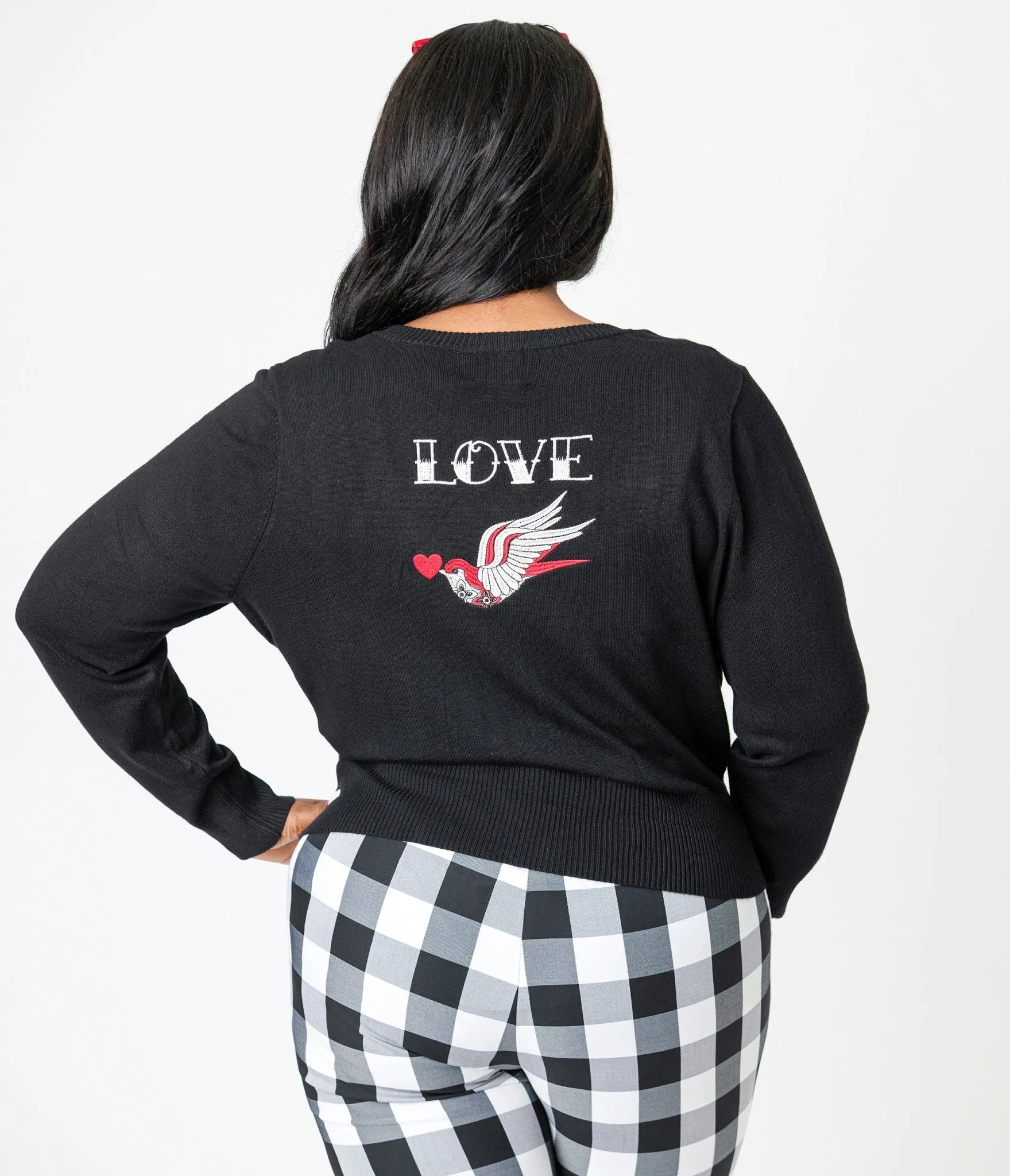 Royal Monk Plus Size Black & Red Annie Love Cardigan Easy Date Night