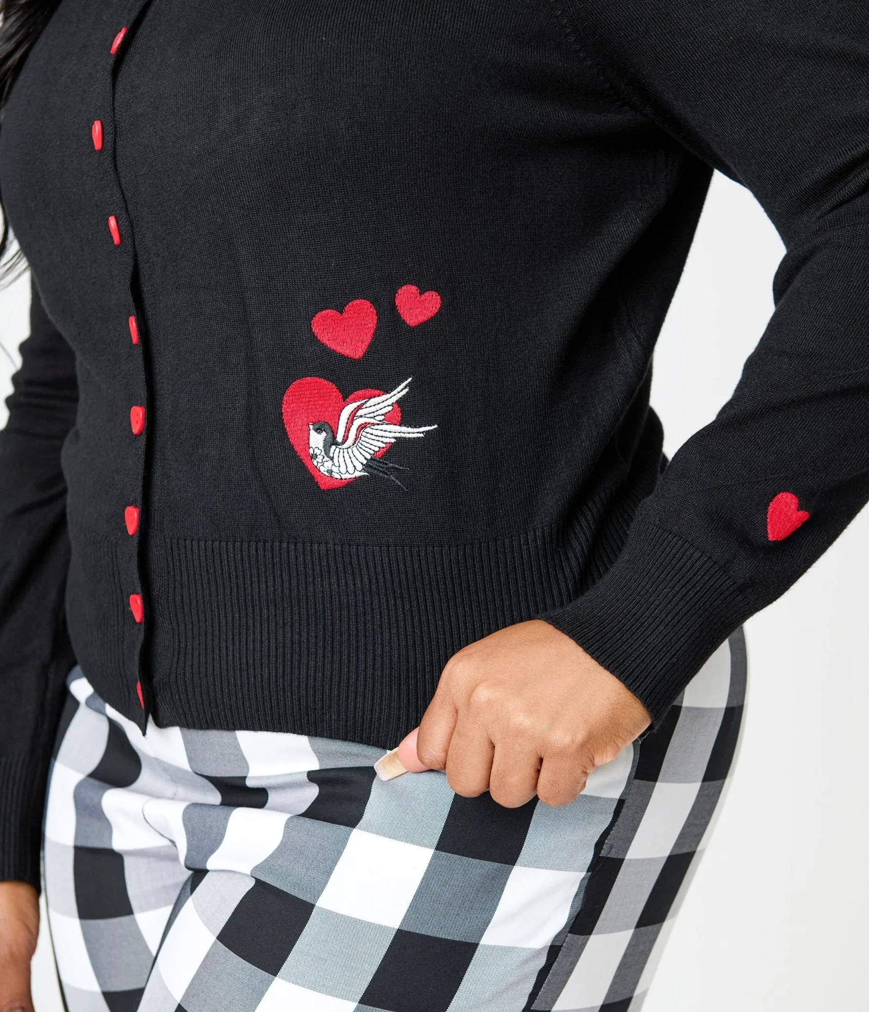 Royal Monk Plus Size Black & Red Annie Love Cardigan Easy Date Night