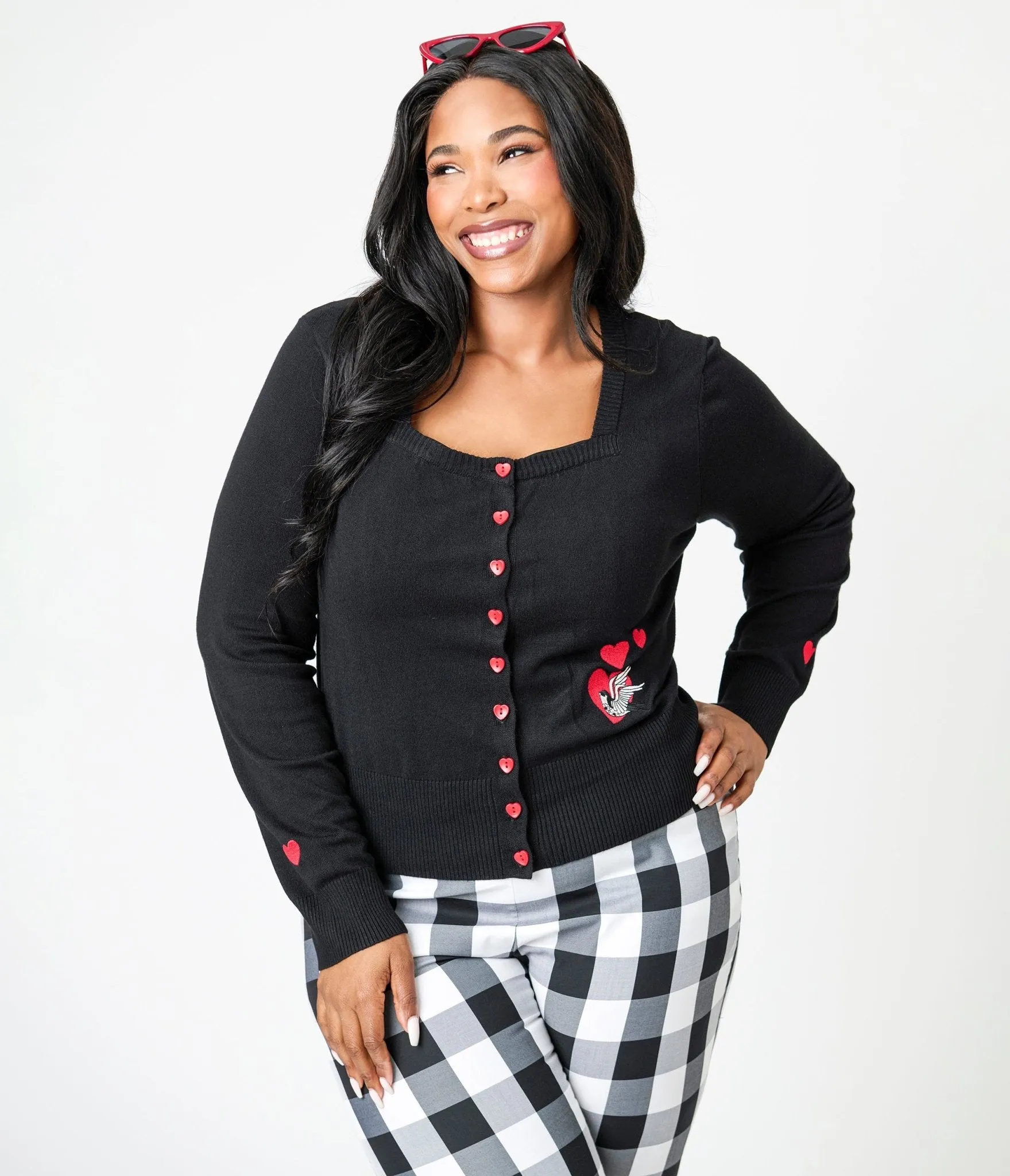 Royal Monk Plus Size Black & Red Annie Love Cardigan Easy Date Night