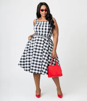 Royal Monk Plus Size Black & White Gingham June Swing Dress Casual Everyday Look
