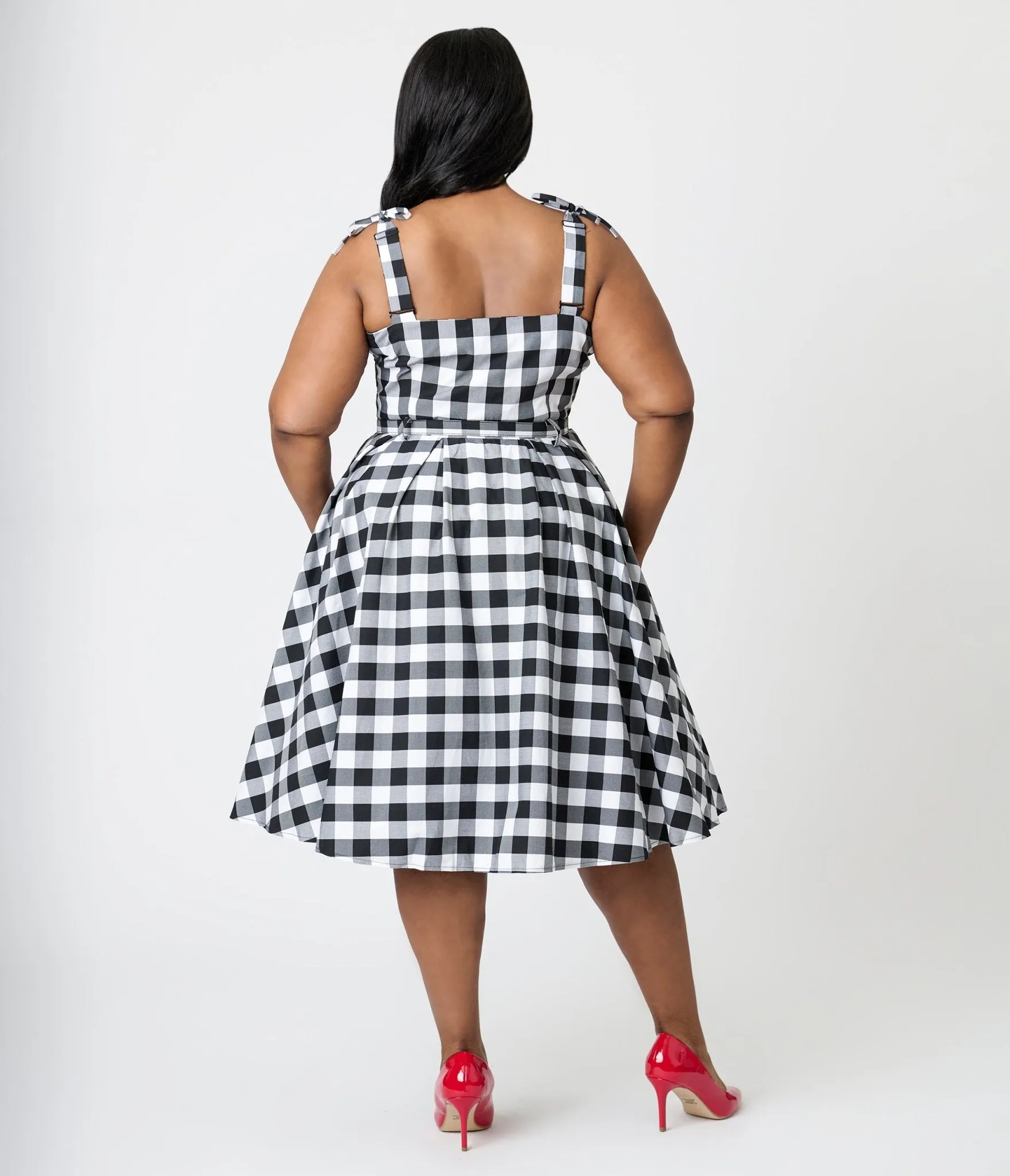 Royal Monk Plus Size Black & White Gingham June Swing Dress Casual Everyday Look