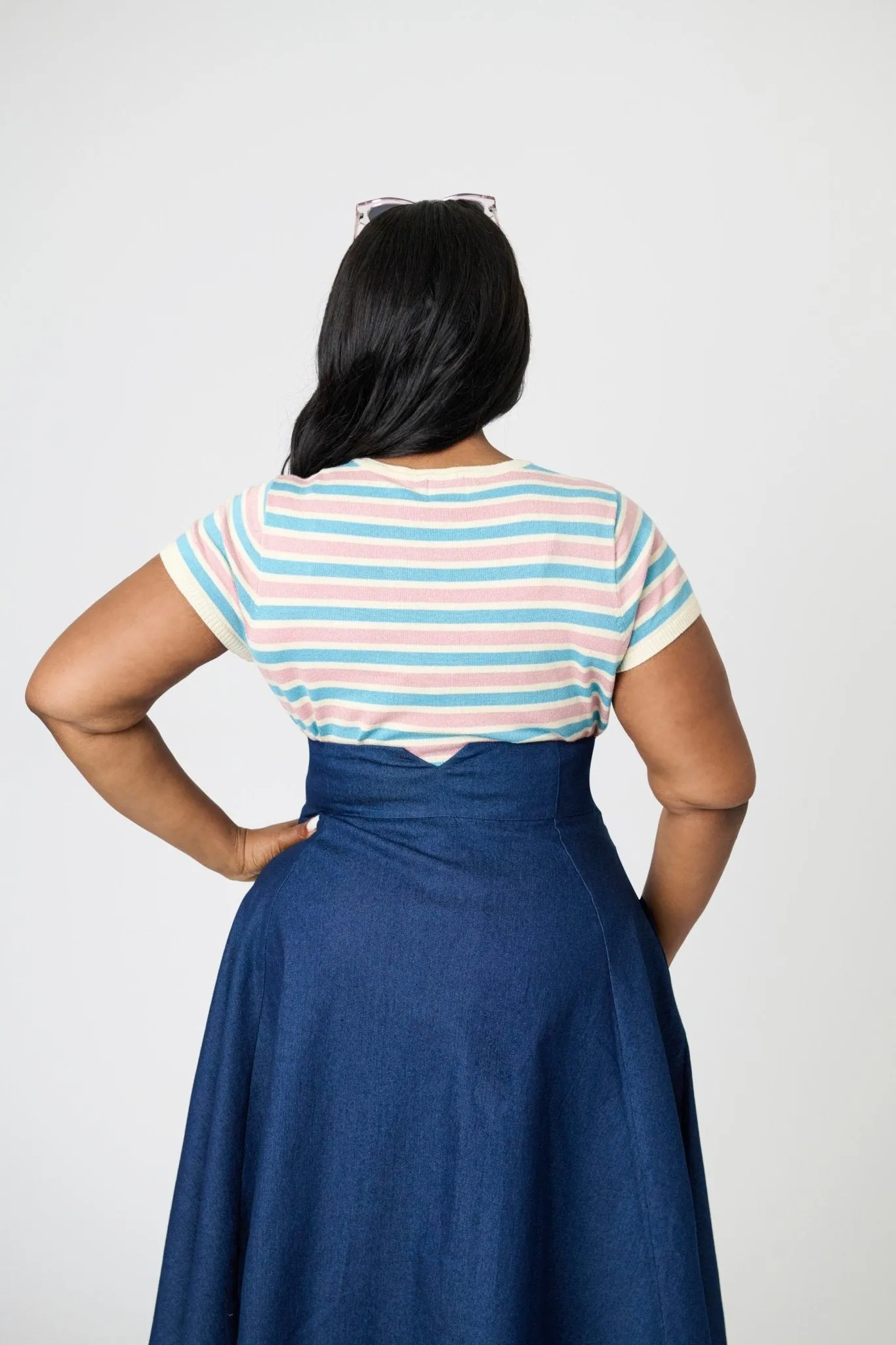Royal Monk Plus Size Blue & Pink Striped Vivian Knit Top Easy Date Night