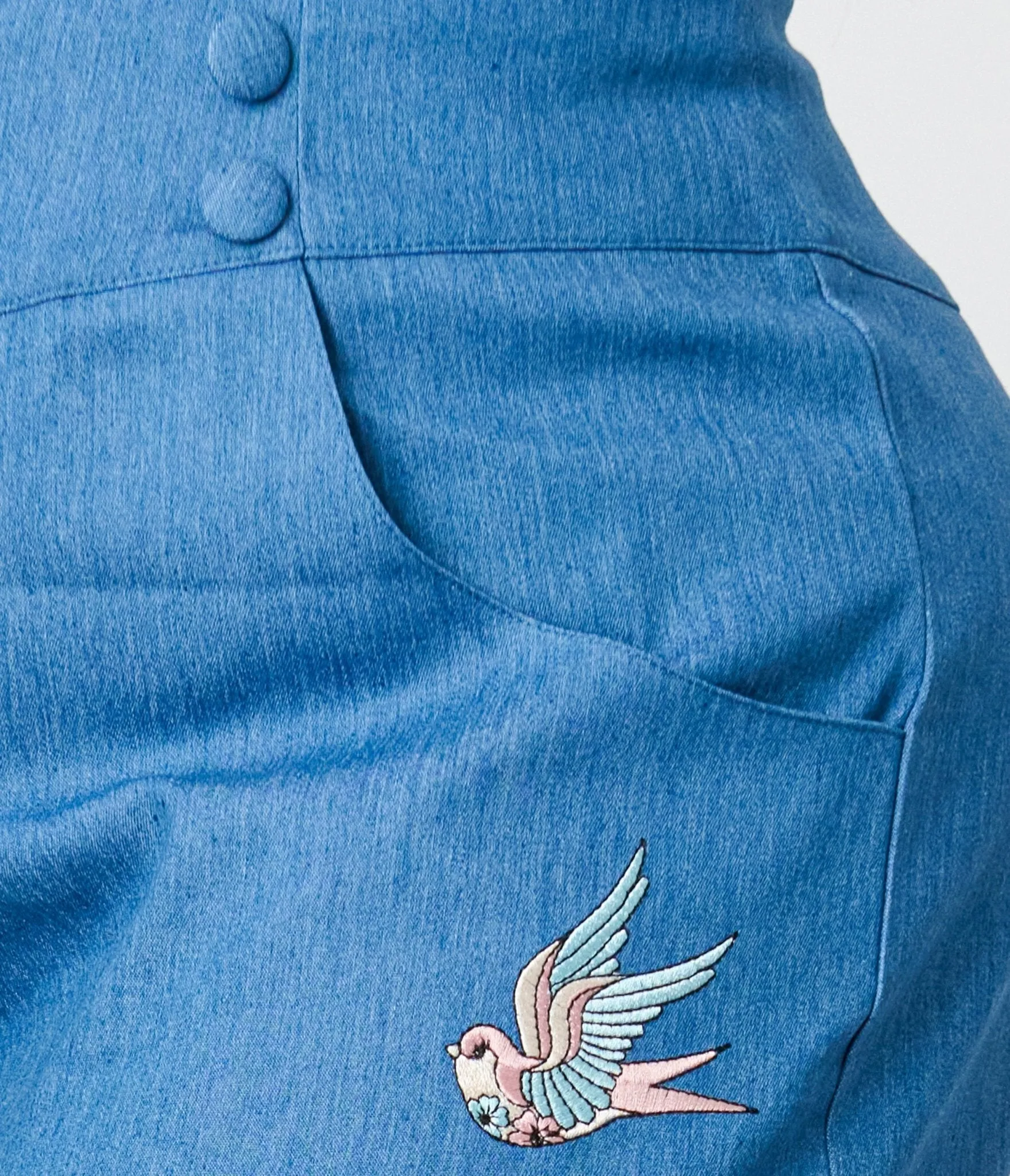 Royal Monk Plus Size Denim Blue Swallows Millie Shorts Comfortable Travel Wear