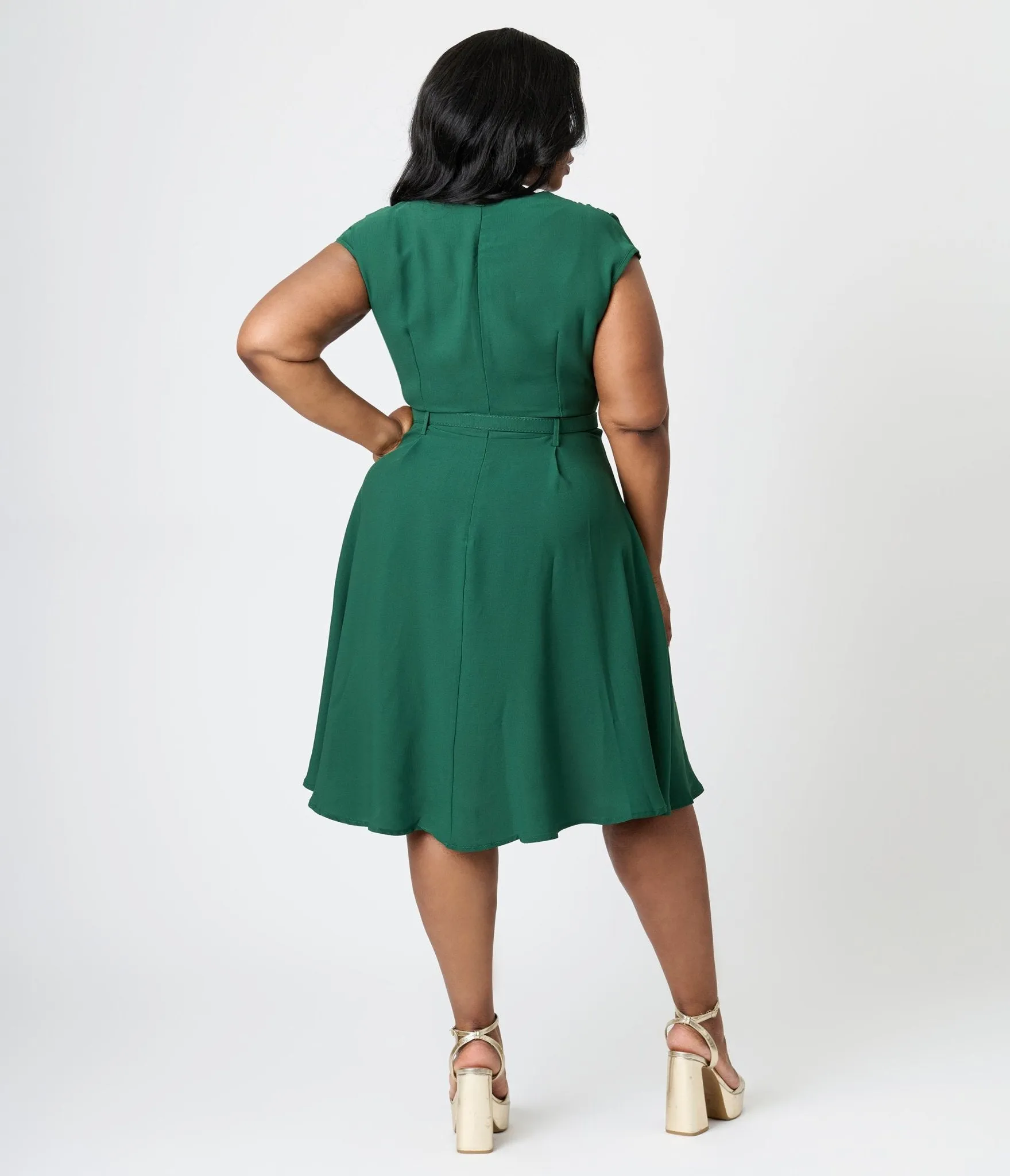 Royal Monk Plus Size Green Chiffon Holly Swing Dress Casual Everyday Look