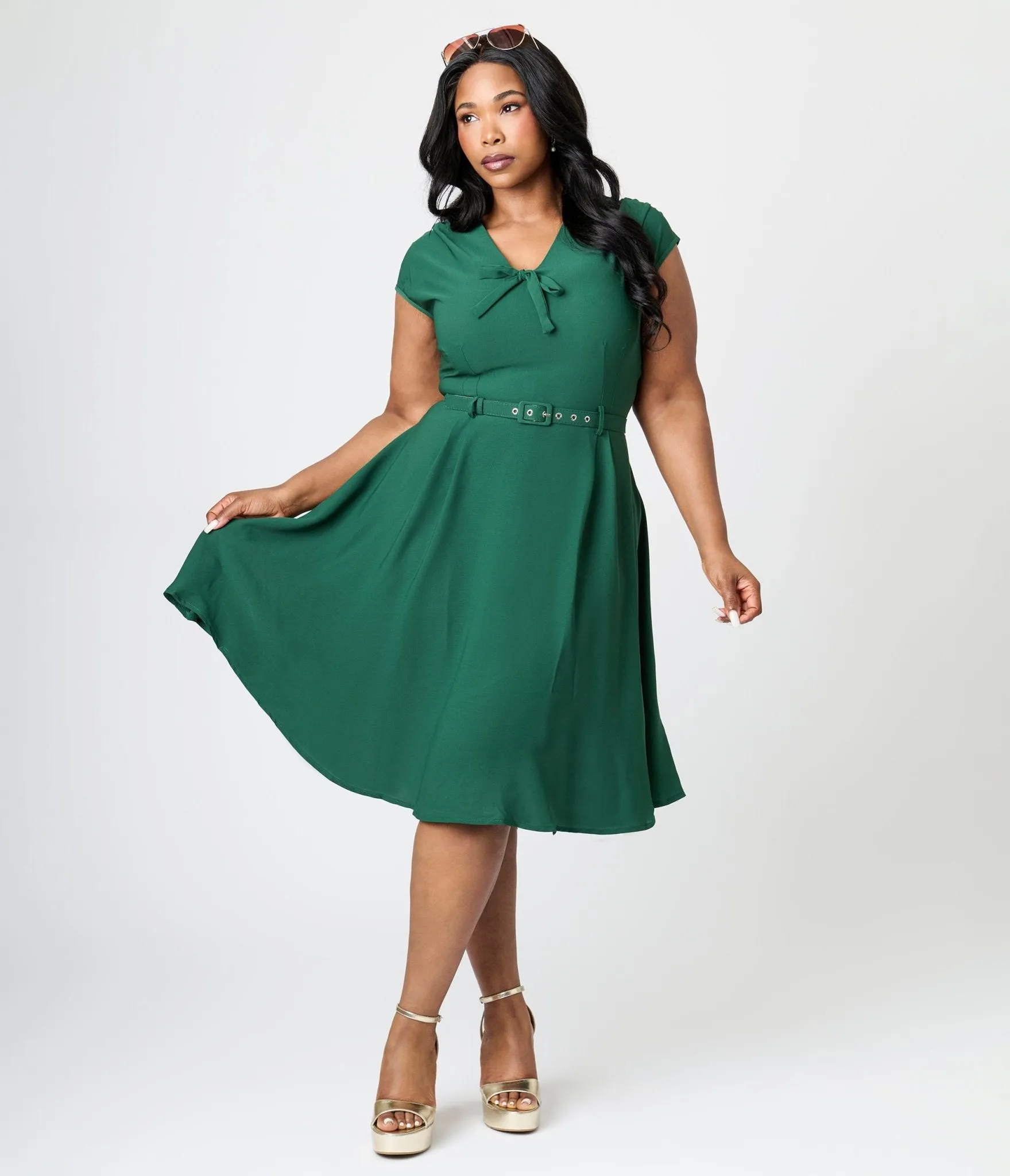 Royal Monk Plus Size Green Chiffon Holly Swing Dress Casual Everyday Look
