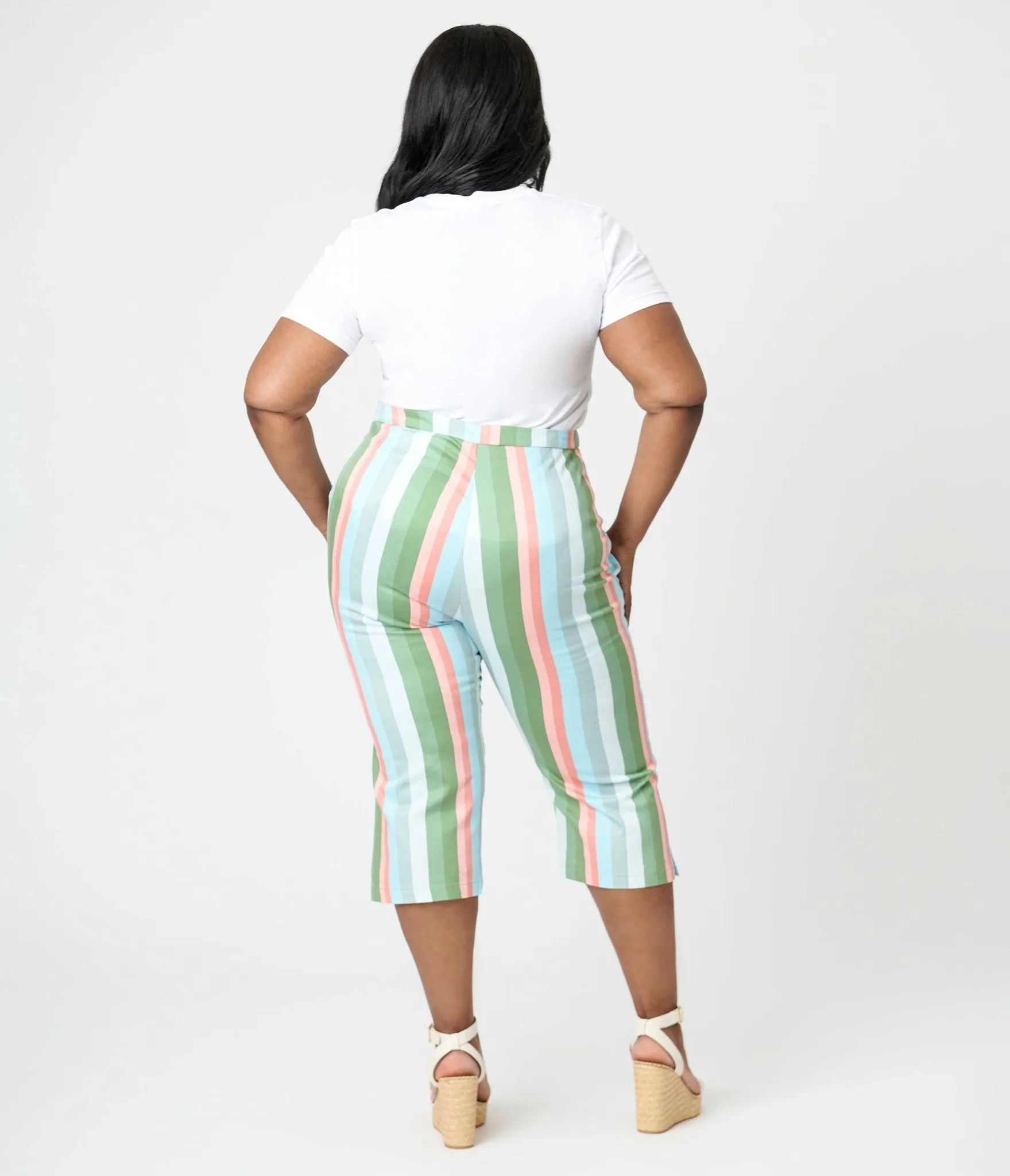 Royal Monk Plus Size Lollipop Stripe Esme Capri Pants Comfortable Travel Wear