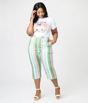 Royal Monk Plus Size Lollipop Stripe Esme Capri Pants Comfortable Travel Wear
