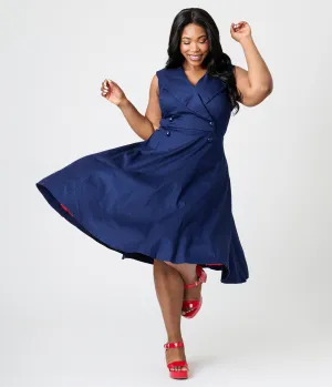 Royal Monk Plus Size Navy Sailor Isla Swing Dress Casual Everyday Look