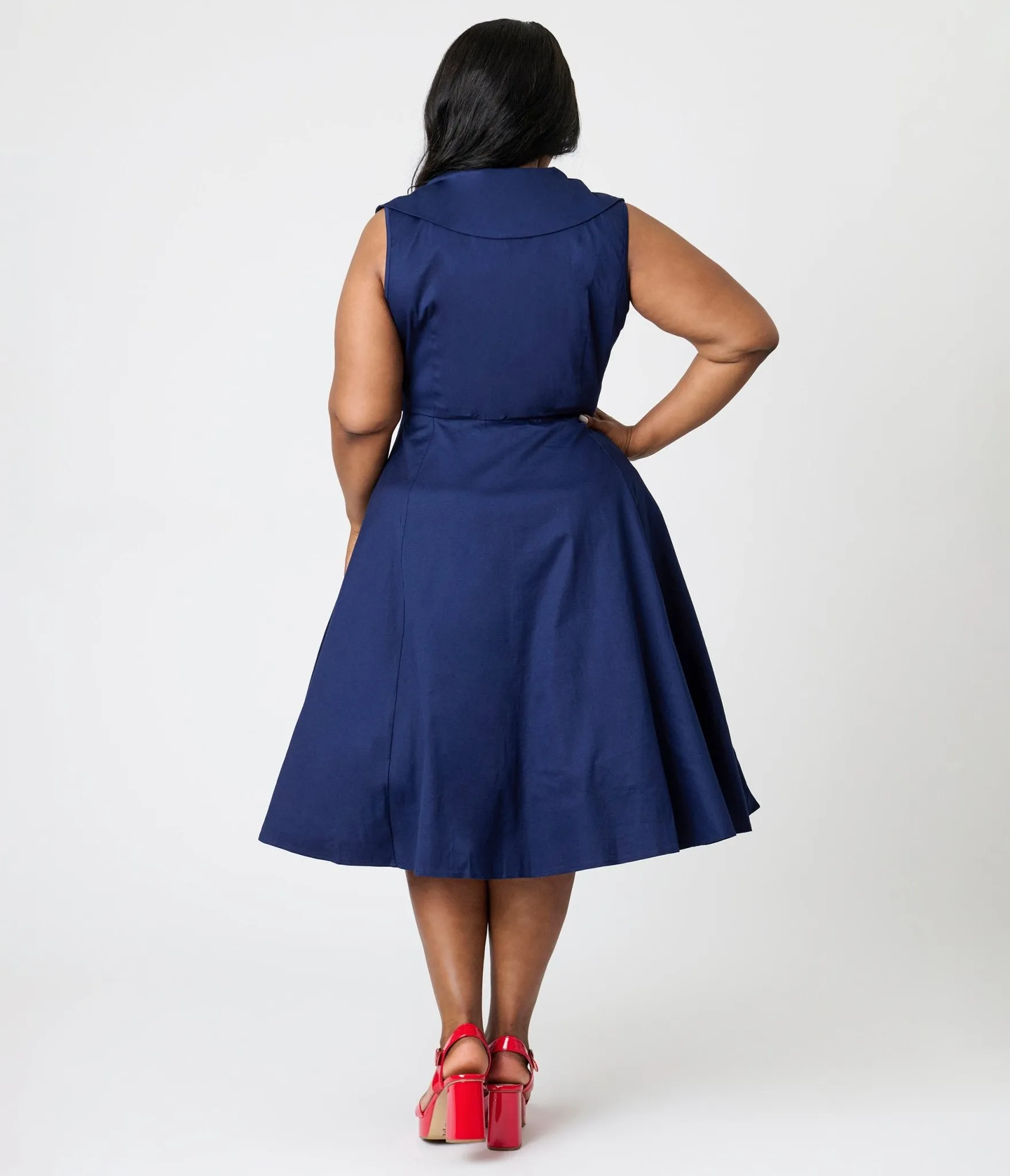 Royal Monk Plus Size Navy Sailor Isla Swing Dress Casual Everyday Look