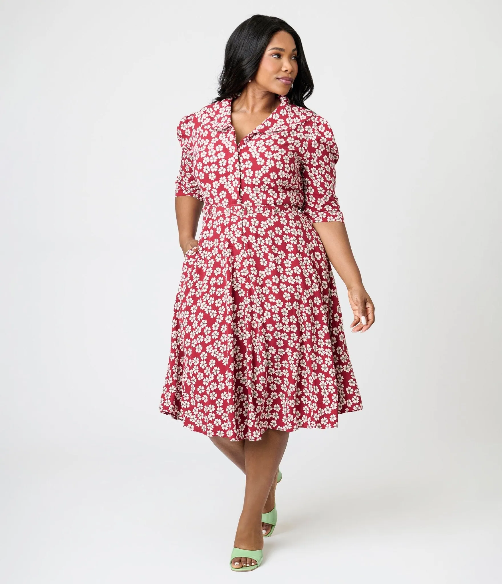 Royal Monk Plus Size Red Blossom Elodie Midi Dress Casual Everyday Look