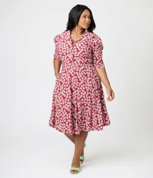 Royal Monk Plus Size Red Blossom Elodie Midi Dress Casual Everyday Look