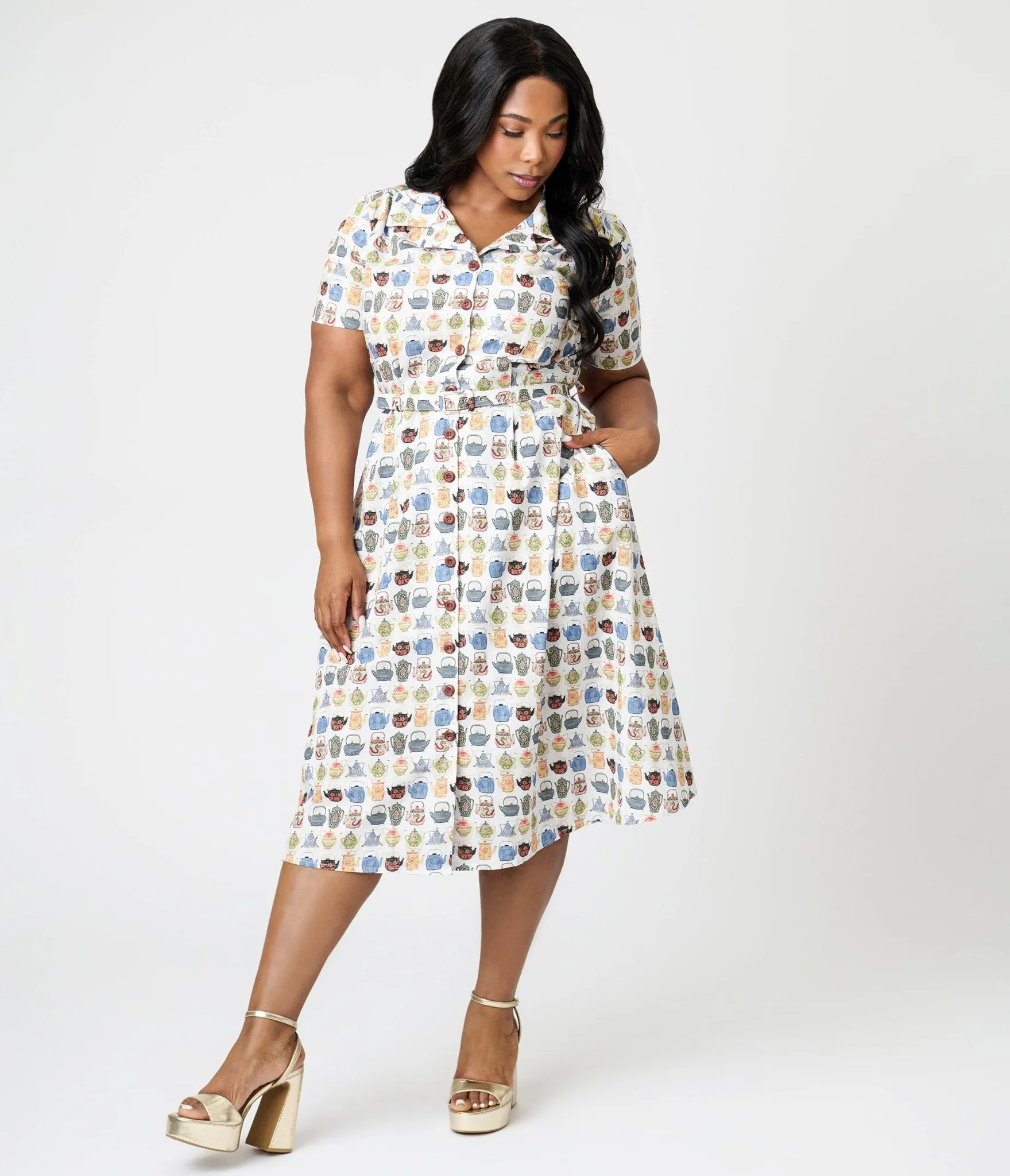 Royal Monk Plus Size Tea Time Kate Swing Dress Casual Everyday Look