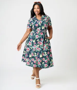 Royal Monk Plus Size Tropical Print Kate Swing Dress Casual Everyday Look