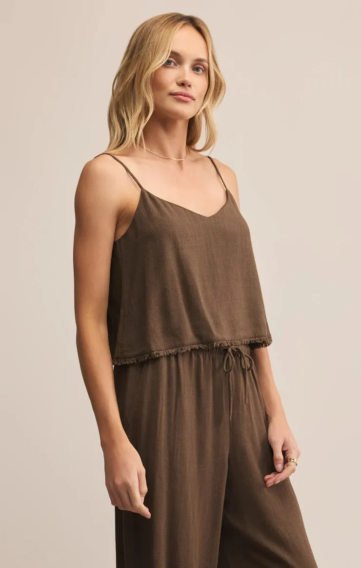 Sabel Cropped Linen Tank Summer Festival Tee