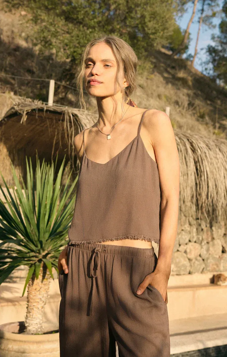 Sabel Cropped Linen Tank Summer Festival Tee