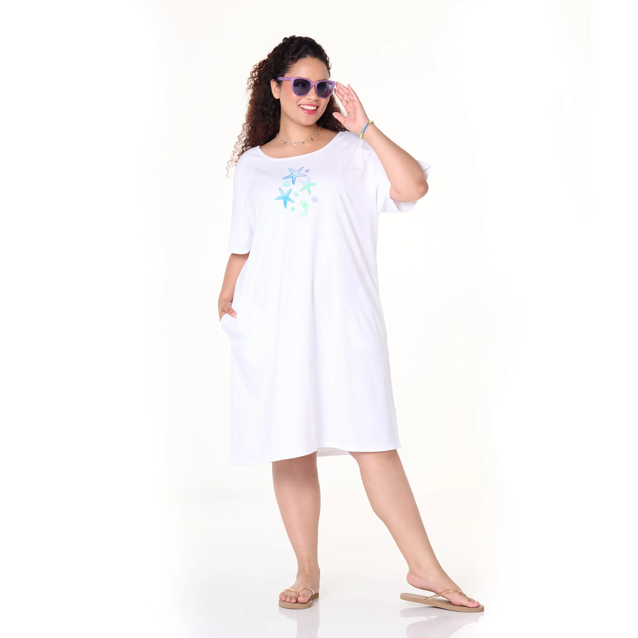 Scattered Shells Sanibel Dress | Plus Size Weekend Relaxed Look