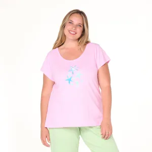 Scattered Shells Vintage Scoop Neck T | Plus Size Weekend Relaxed Look